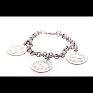 Authentic- Gucci Sterling Silver Coin Bracelet
